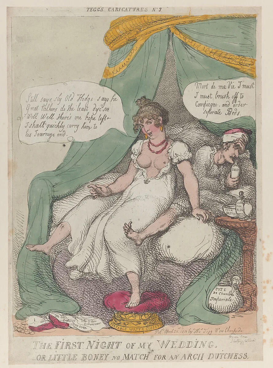The First Night of My Wedding, or Little Boney No Match For an Arch Dutchess — Thomas Tegg|Thomas Rowlandson|Marie Louise of Austria|Napoléon Bonaparte