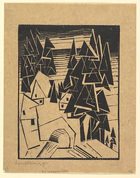 Mountain Village with fir trees (Gebirgsdorf mit Tannen) — Lyonel Charles Feininger