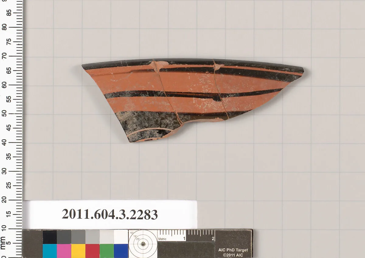 Terracotta rim fragment of a kylix: eye-cup (drinking cup) — Unknown