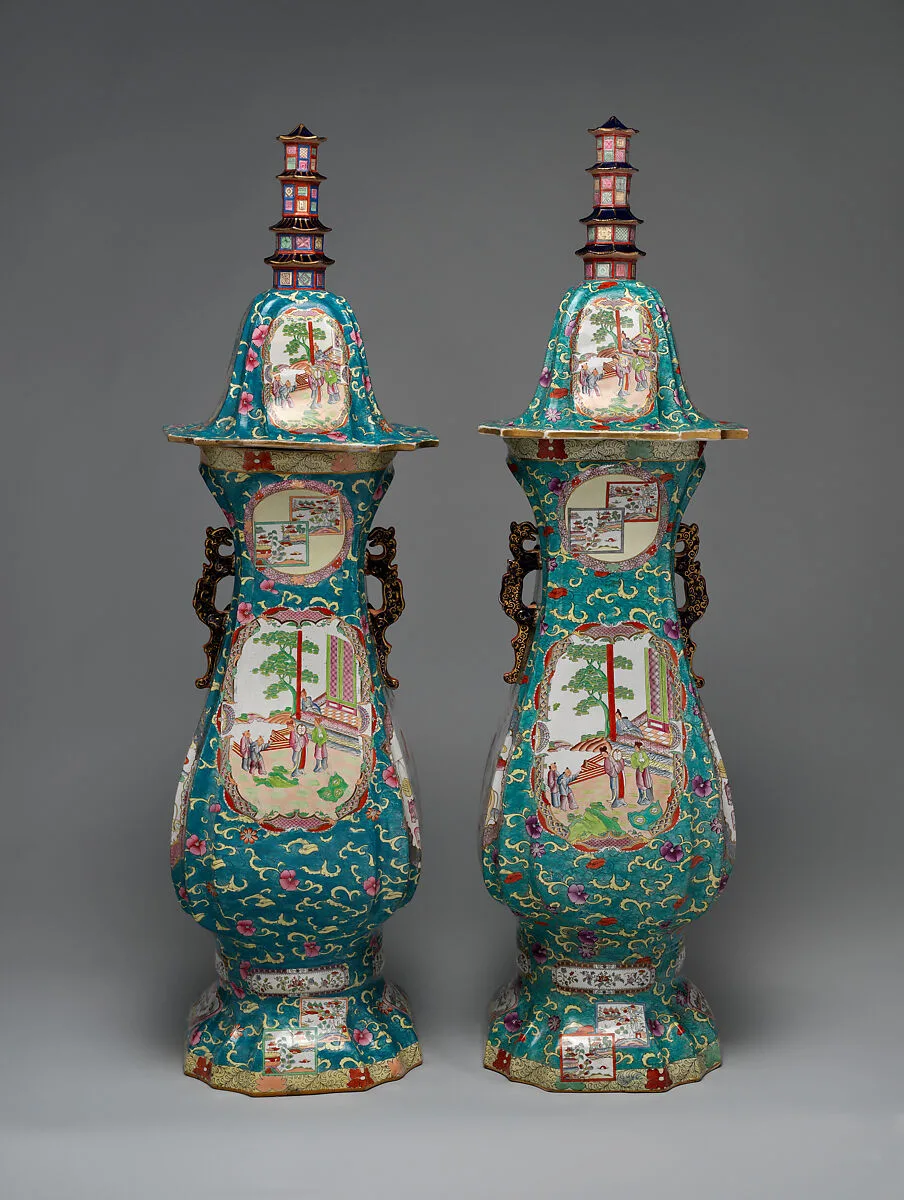 Vase with lid (one of a pair) — C. J. Mason and Co.