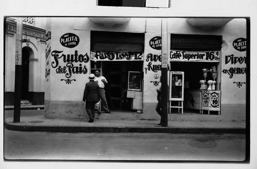 [Street Scene in Front of Cafe "Frutos del Pais", Havana]