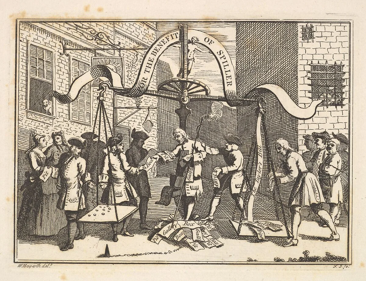 Benefit Ticket for Spiller — Samuel Ireland|Molton and Co.|William Hogarth|James Spiller