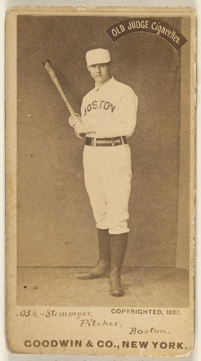 Stemmyer, Pitcher, Boston, from the Old Judge series (N172) for Old Judge Cigarettes — Goodwin & Company