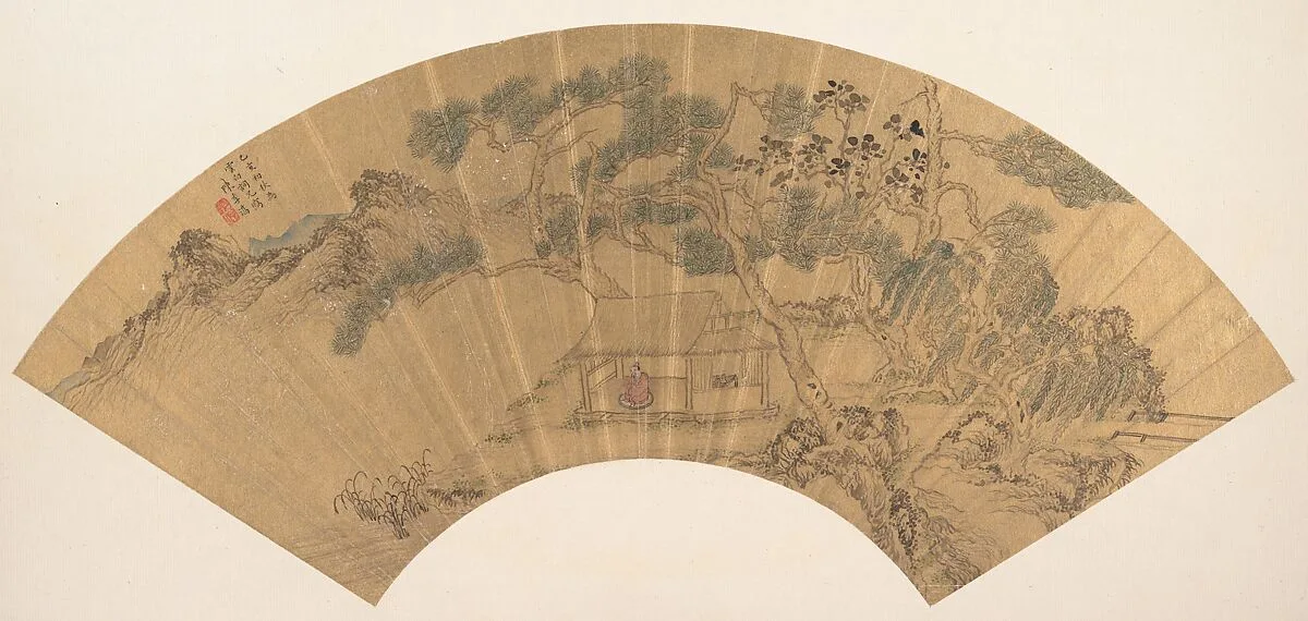 明 陳季淳 山水人物圖 扇頁|Landscape with figure — Chen Jichun