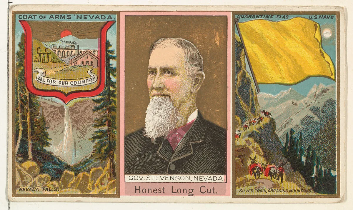 Governor Stevenson, Nevada, from "Governors, Arms, Etc." series (N133-1), issued by Duke Sons & Co. — W. Duke, Sons & Co.