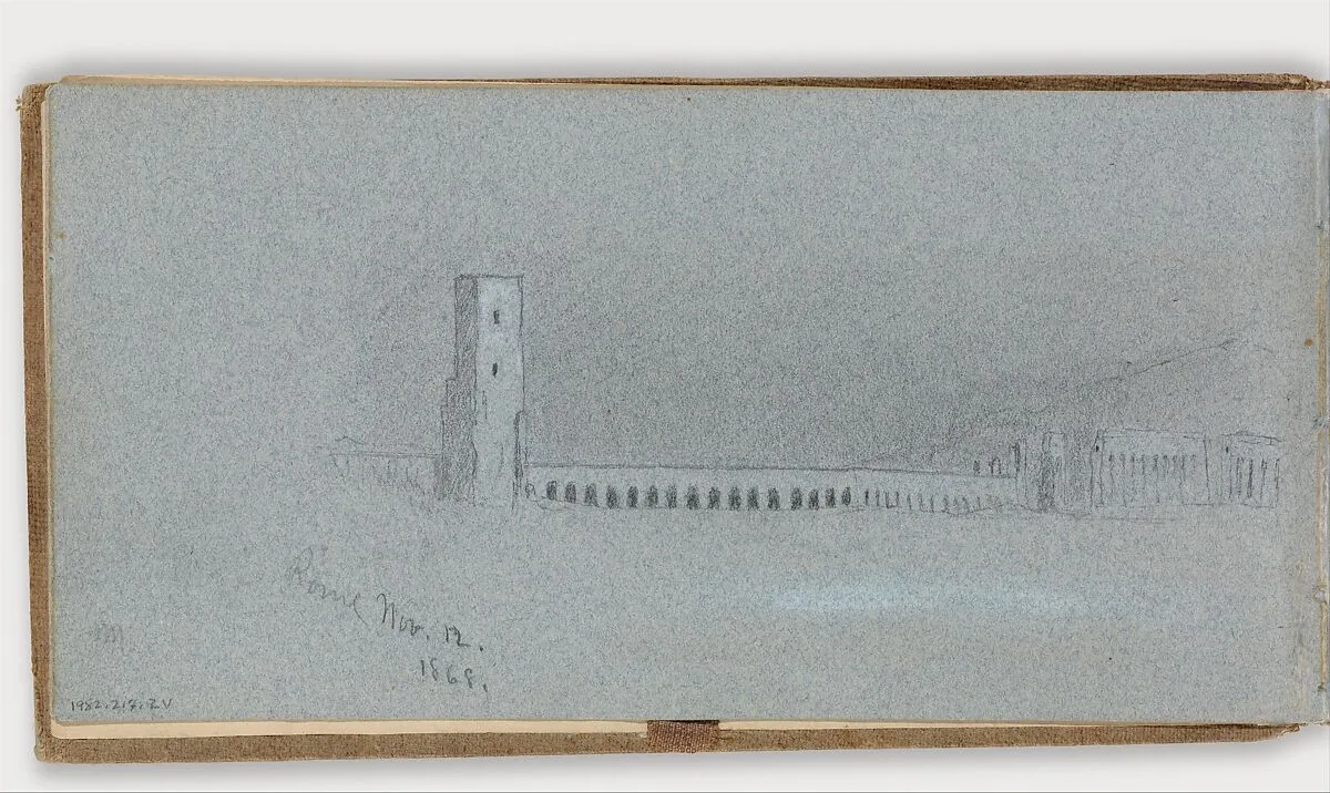 Roman Campagna, Nov. 12, 1868 (verso, from sketchbook) — Jervis McEntee