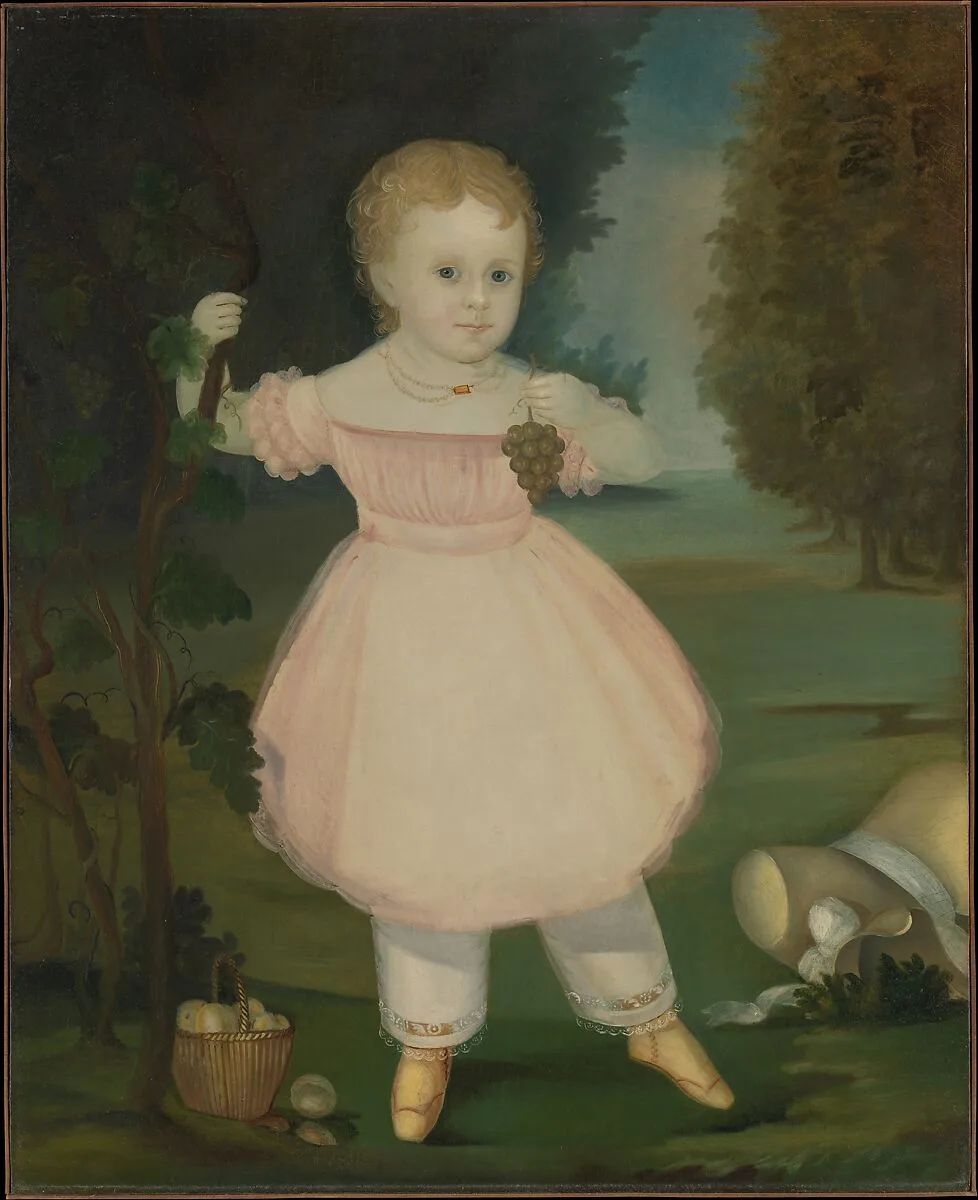 Portrait of a Little Girl Picking Grapes — Unknown