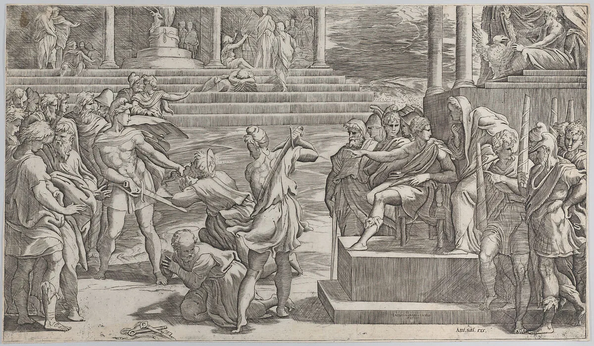 The martyrdom of Saint Paul and the condemnation of Saint Peter — Parmigianino (Girolamo Francesco Maria Mazzola)|Antonio Salamanca|Giovanni Jacopo Caraglio