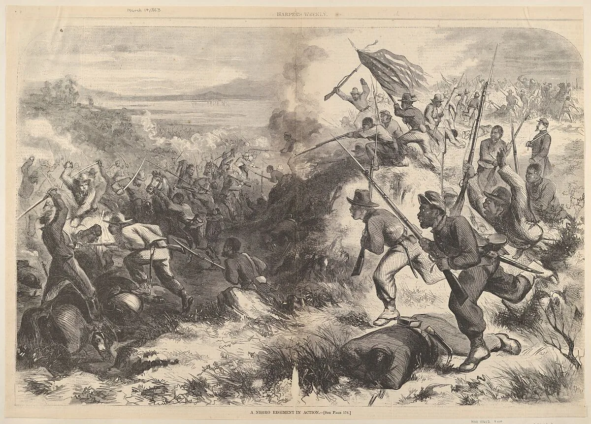 A "Negro" Regiment in Action (from "Harper's Weekly") — Thomas Nast|Harper's Weekly