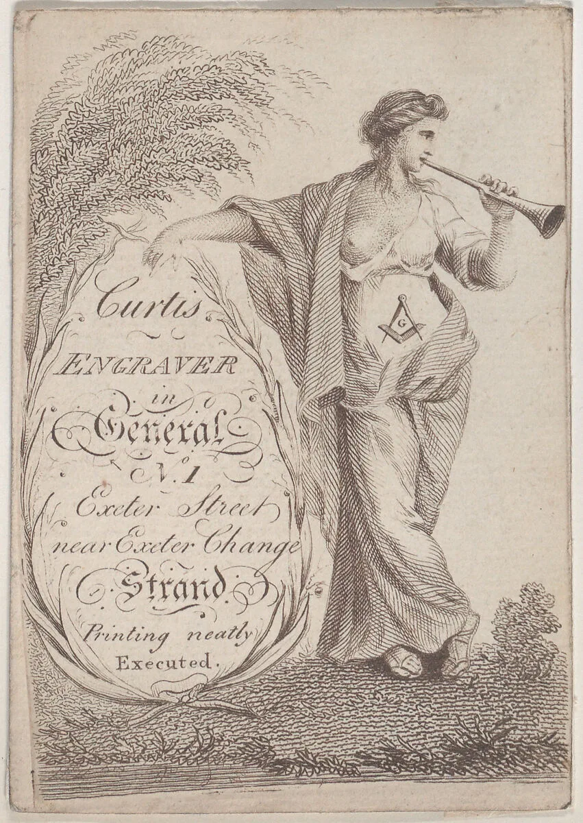 Trade Card for Curtis, Engraver — Anonymous, British, 19th century