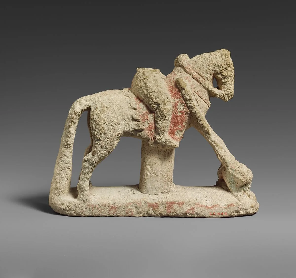 Limestone horse with a rider hunting a lion — Unknown