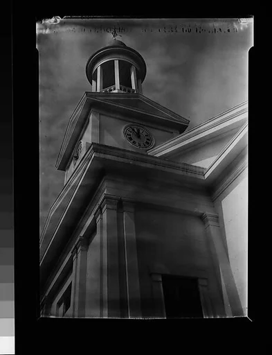 [Greek Revival Church with Circular Belltower, From Below]