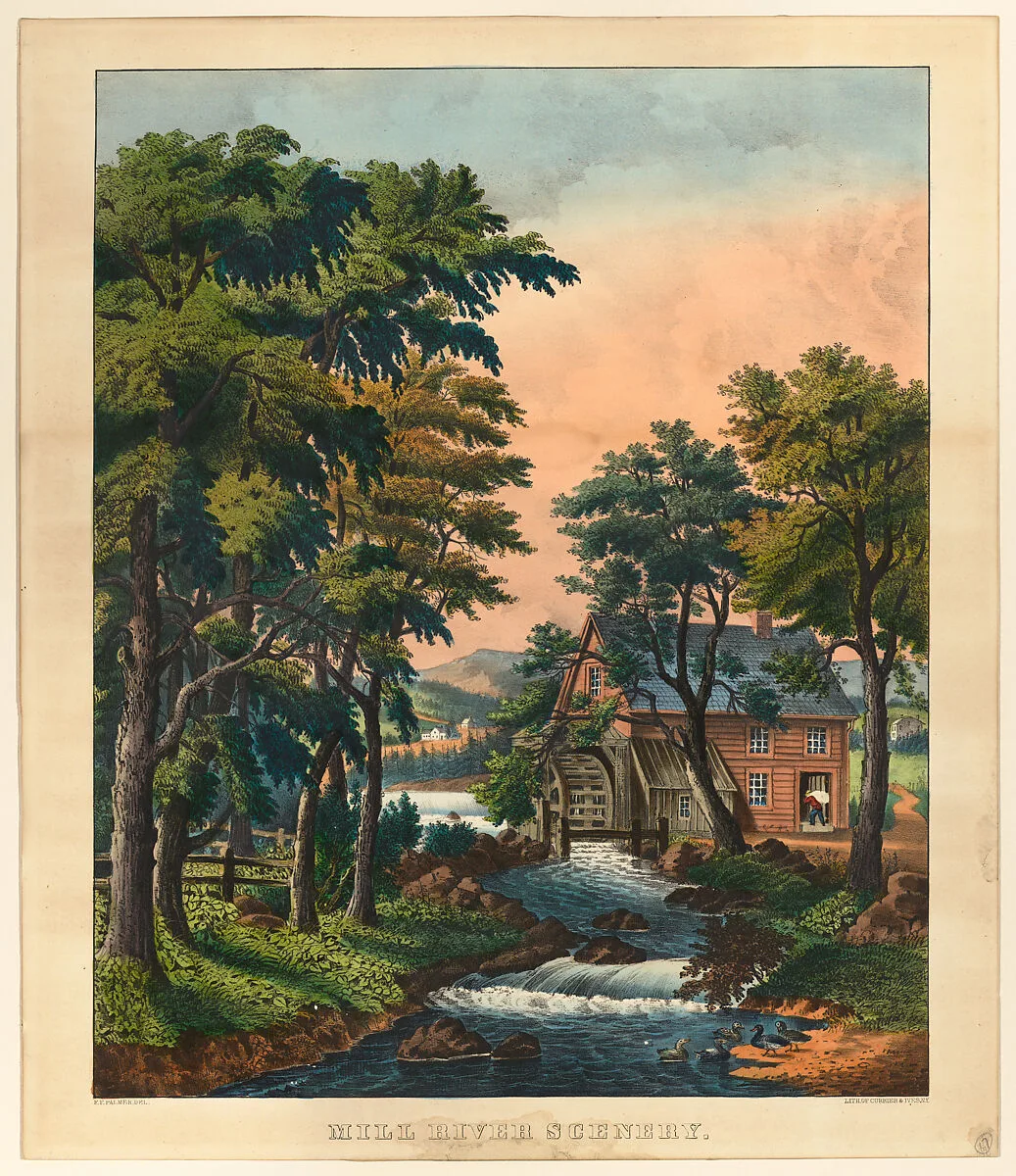 Mill River Scenery — Currier & Ives|Frances Flora Bond Palmer