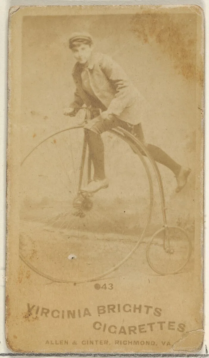 Card 43, from the Girl Cyclists series (N49) for Virginia Brights Cigarettes — Allen & Ginter
