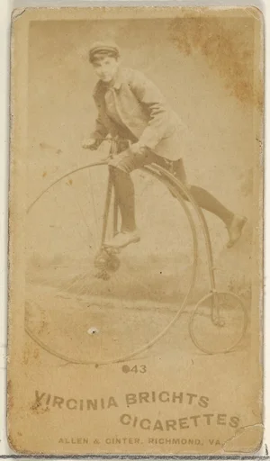 Card 43, from the Girl Cyclists series (N49) for Virginia Brights Cigarettes