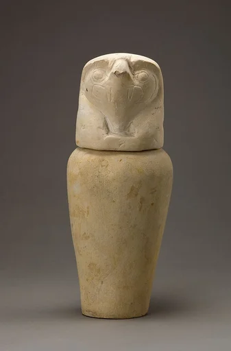 Canopic jar with falcon head