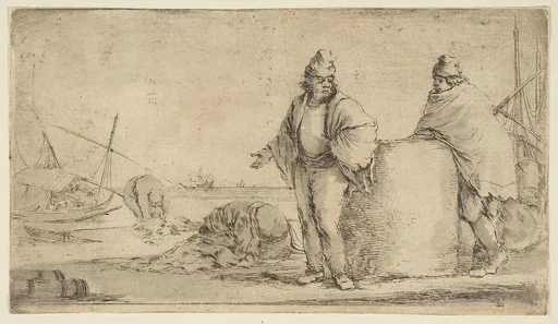 Two sailors with a bale of merchandise