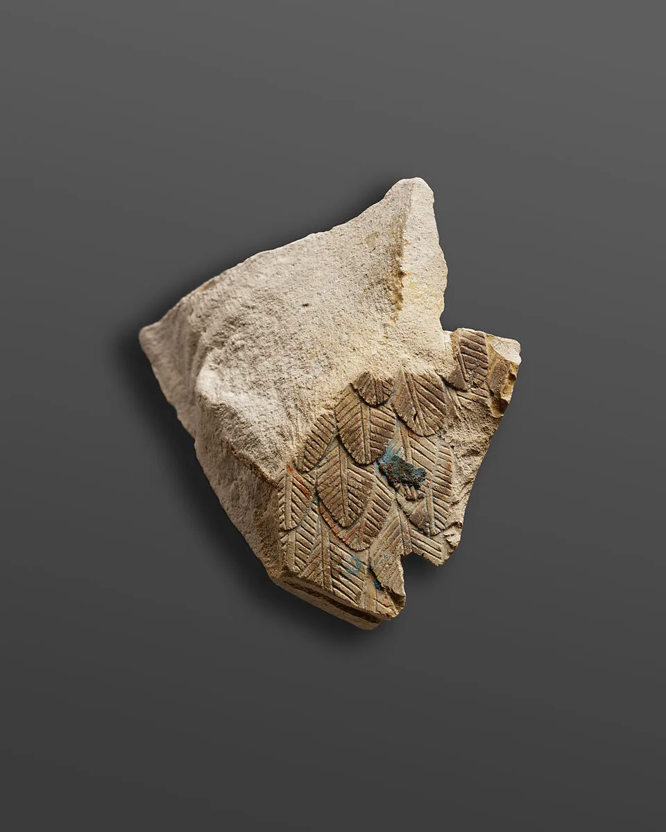 Relief fragment with feathers - see 26.3.353*, 31.3.1-1 — Unknown