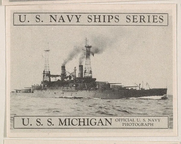 U. S. S. Michigan, bakery card from the U. S. Planes and Warships series (D85) — Purity Pretzel Company