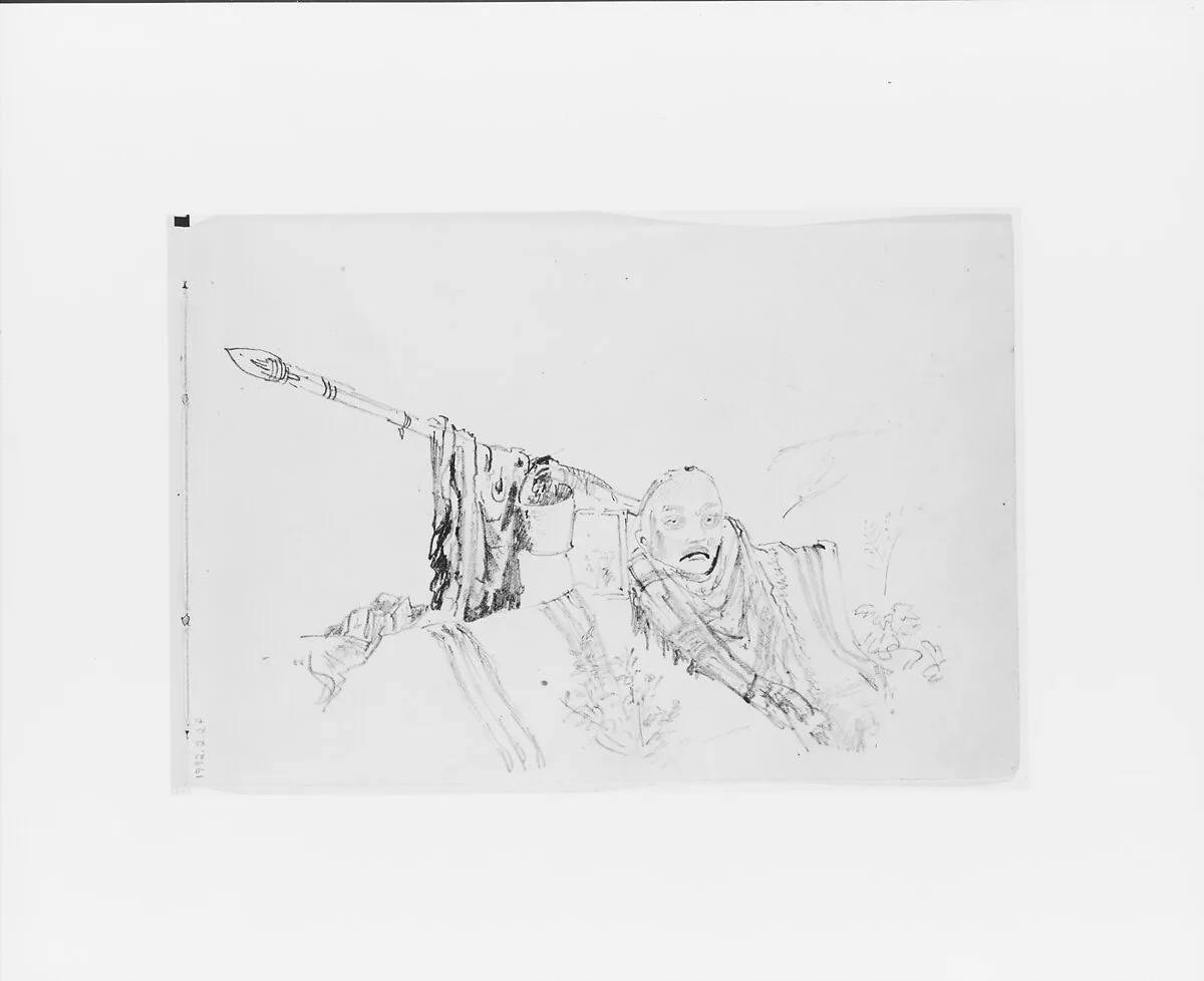 Still Life with Head and Spear (from Sketchbook X) — William Trost Richards