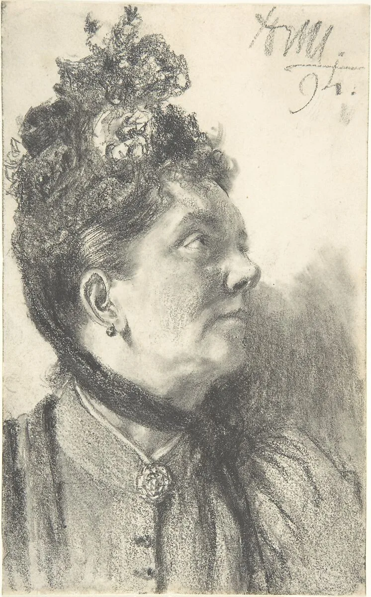 Woman with a Crushed Velvet Hat — Adolph Menzel