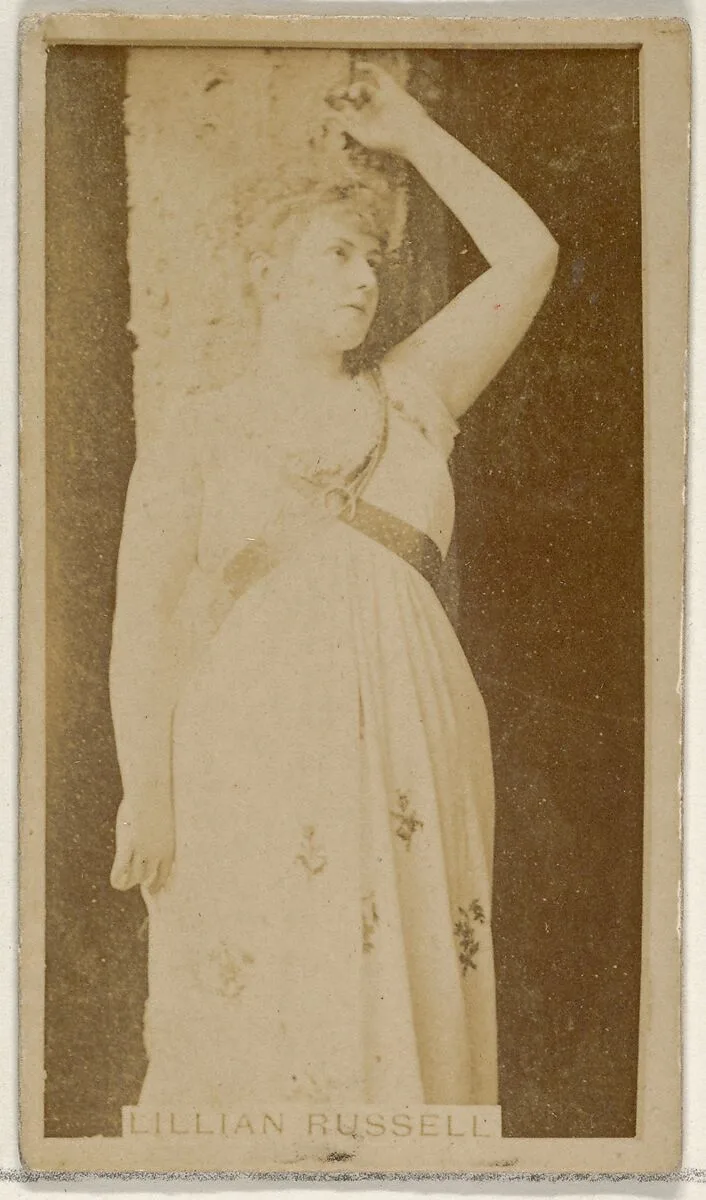Lillian Russell, from the Actors and Actresses series (N45, Type 8) for Virginia Brights Cigarettes — Allen & Ginter