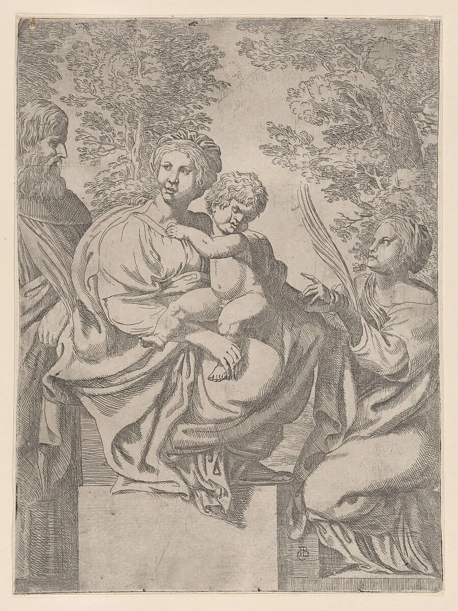 Virgin and Child, with Saints Anthony and Catherine — Giacomo Cavedone
