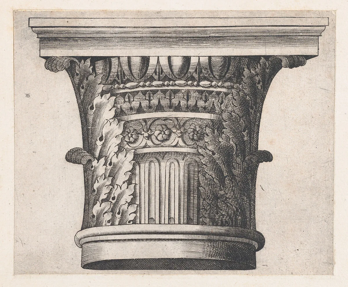 Speculum Romanae Magnificentiae: Composite capital — Monogrammist G.A. & the Caltrop