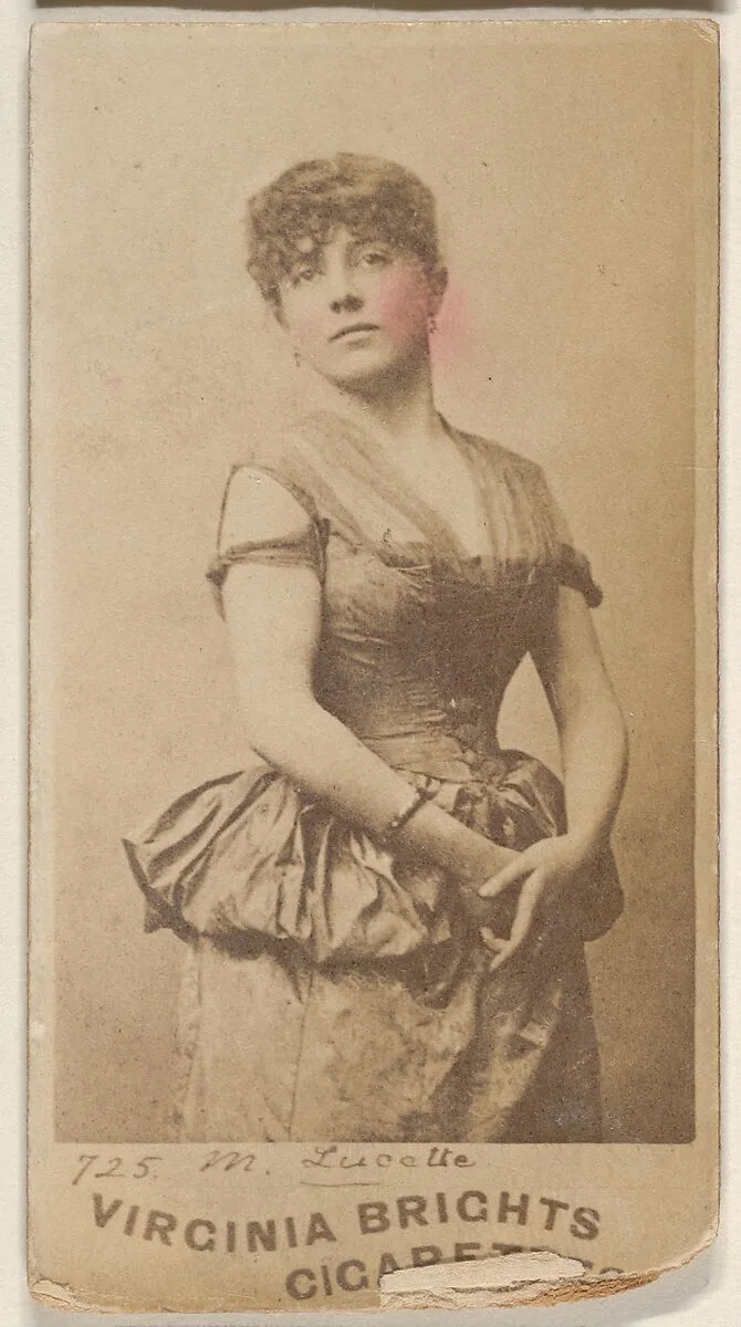 Card 725, M. Lucette, from the Actors and Actresses series (N45, Type 1) for Virginia Brights Cigarettes — Allen & Ginter