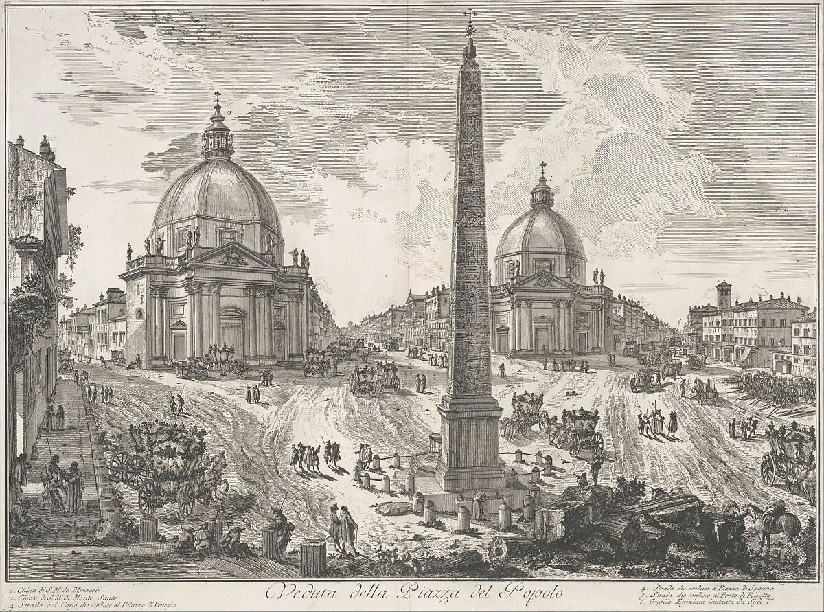 The Piazza del Popolo (Veduta della Piazza del Popolo), from "Vedute di Roma" — Giovanni Battista Piranesi