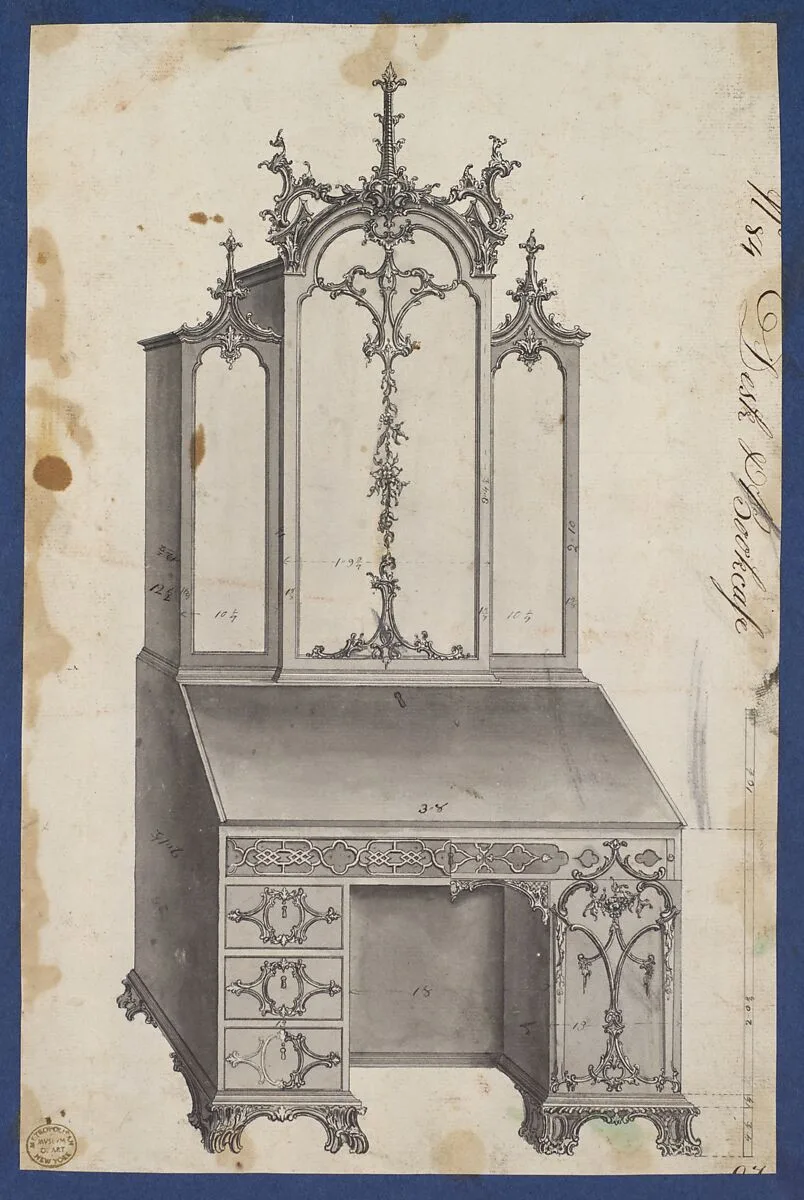 Desk and Bookcase, from Chippendale Drawings, Vol. II — Thomas Chippendale
