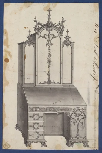Desk and Bookcase, from Chippendale Drawings, Vol. II