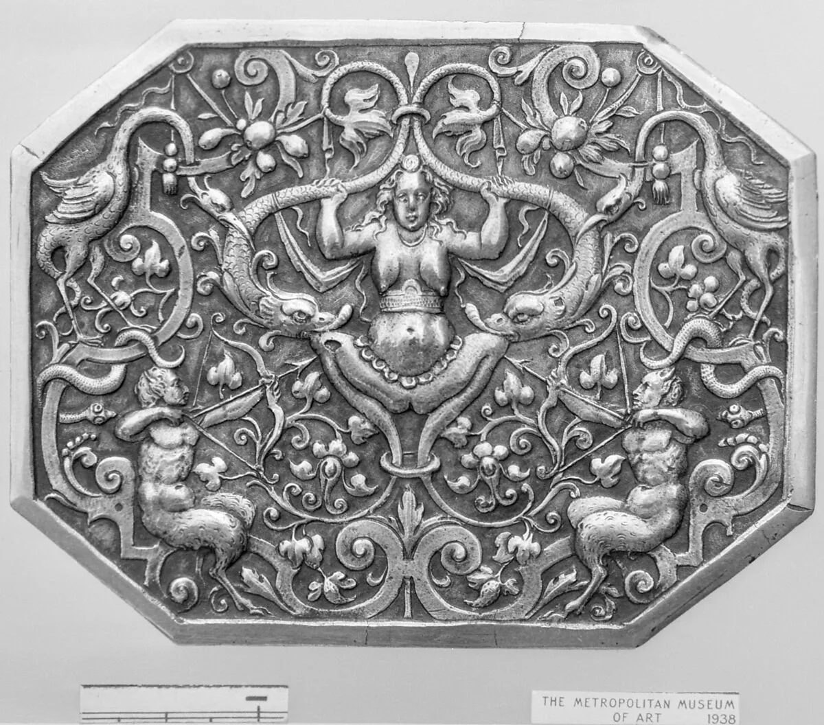 Plaquette, possibly a lid for a box — Unknown
