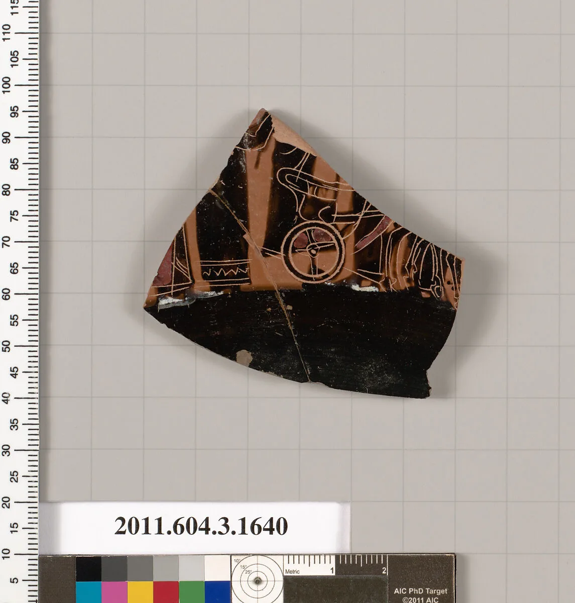 Terracotta fragment of a kylix: Band cup (drinking cup) — Unknown