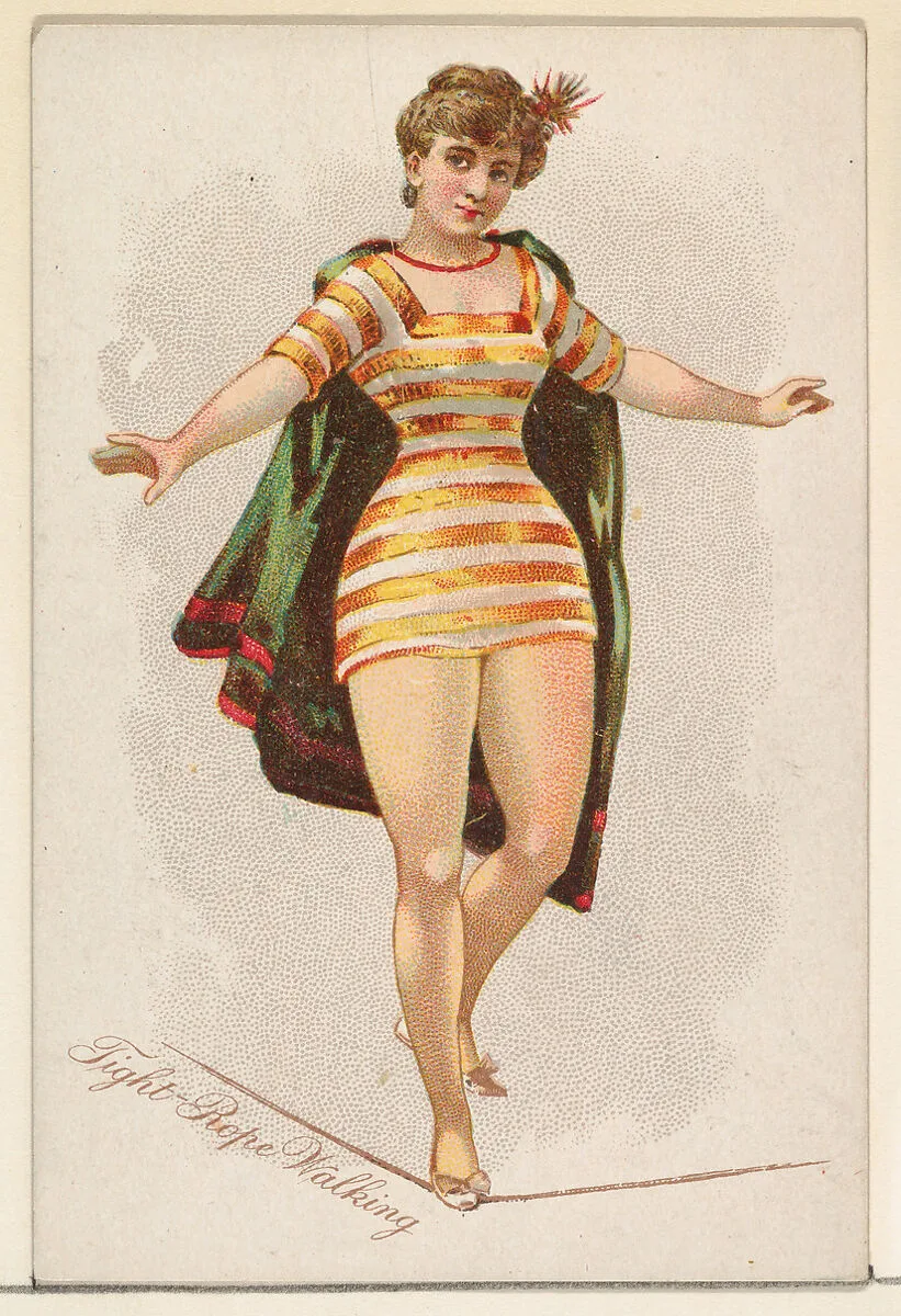 Tightrope Walking, from the Pretty Athletes series (N196) issued by Wm. S. Kimball & Co. — William S. Kimball & Company|Julius Bien & Co.
