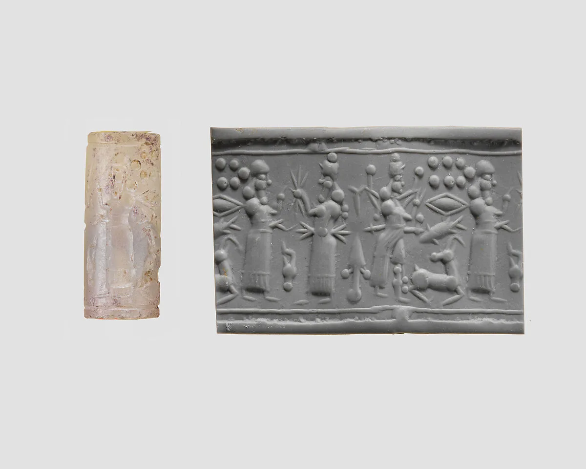 Cylinder seal with cultic scene — Unknown