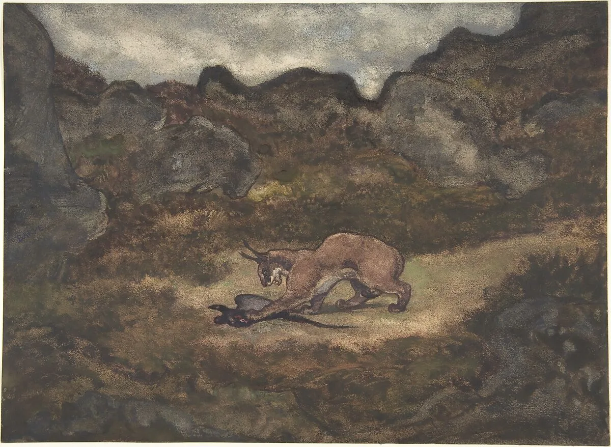 Caracal and Pheasant — Antoine-Louis Barye