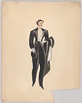 Drawing for a man's theatrical costume with black suit — Vincente Minnelli