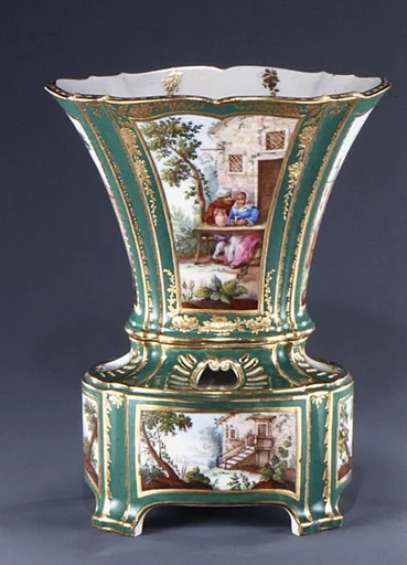 Flower vase with stand (vase hollandais nouveau) (one of a pair)