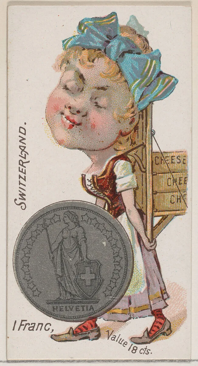 Switzerland, 1 Franc, from the series Coins of All Nations (N72, variation 1) for Duke brand cigarettes — W. Duke, Sons & Co.