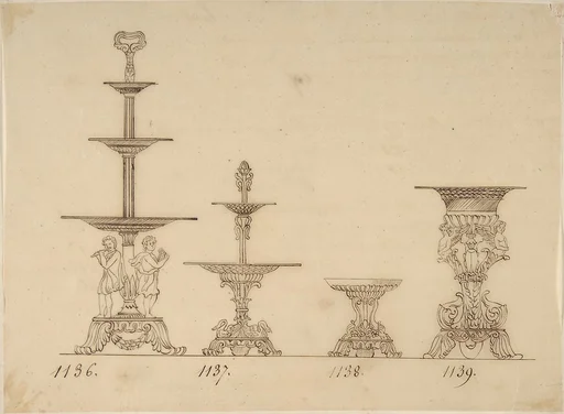 Designs for Serving Trays, a Dish and an Urn