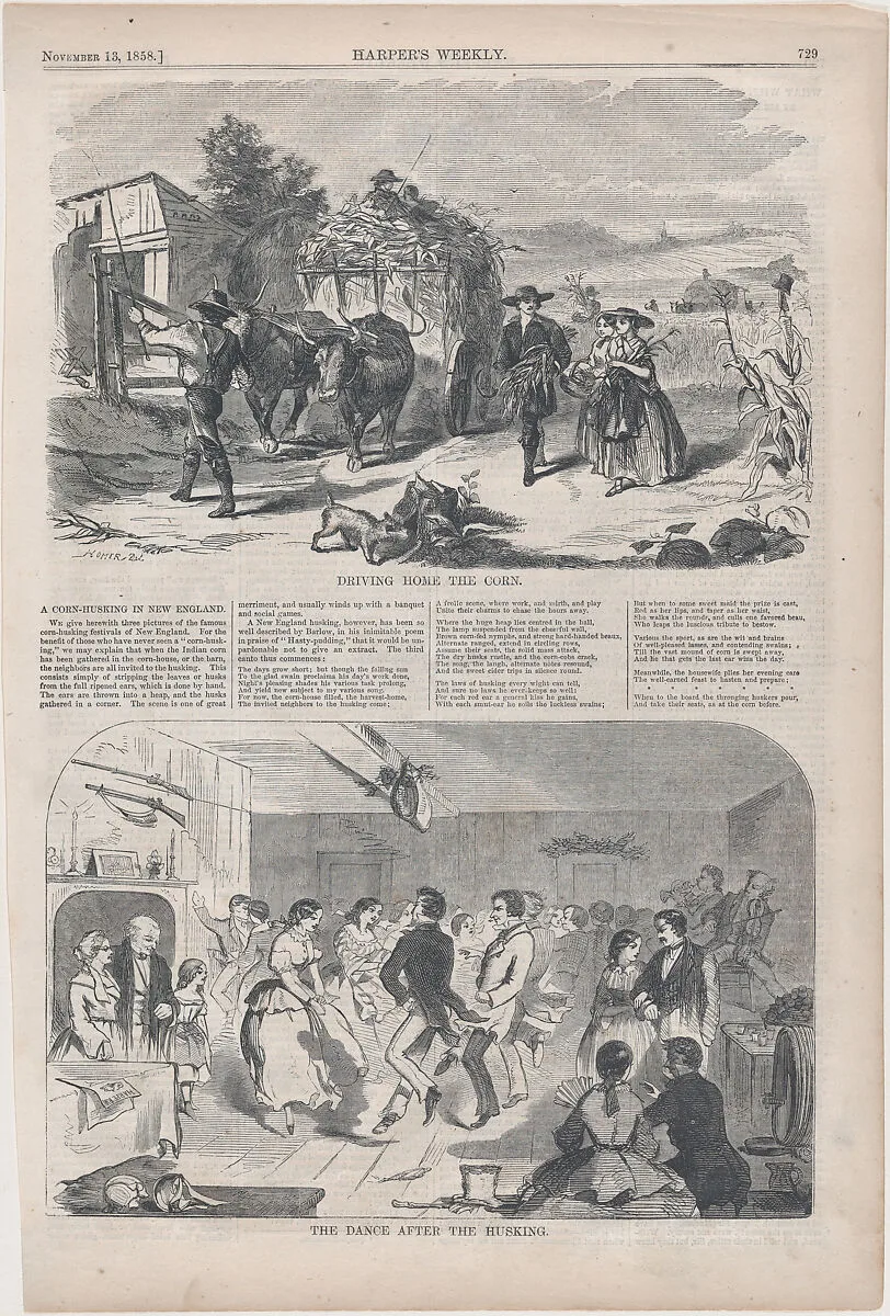 Driving Home the Corn and Dance after the Husking (from "Harper's Weekly," Vol. II) — Winslow Homer|Harper's Weekly|Harper & Brothers