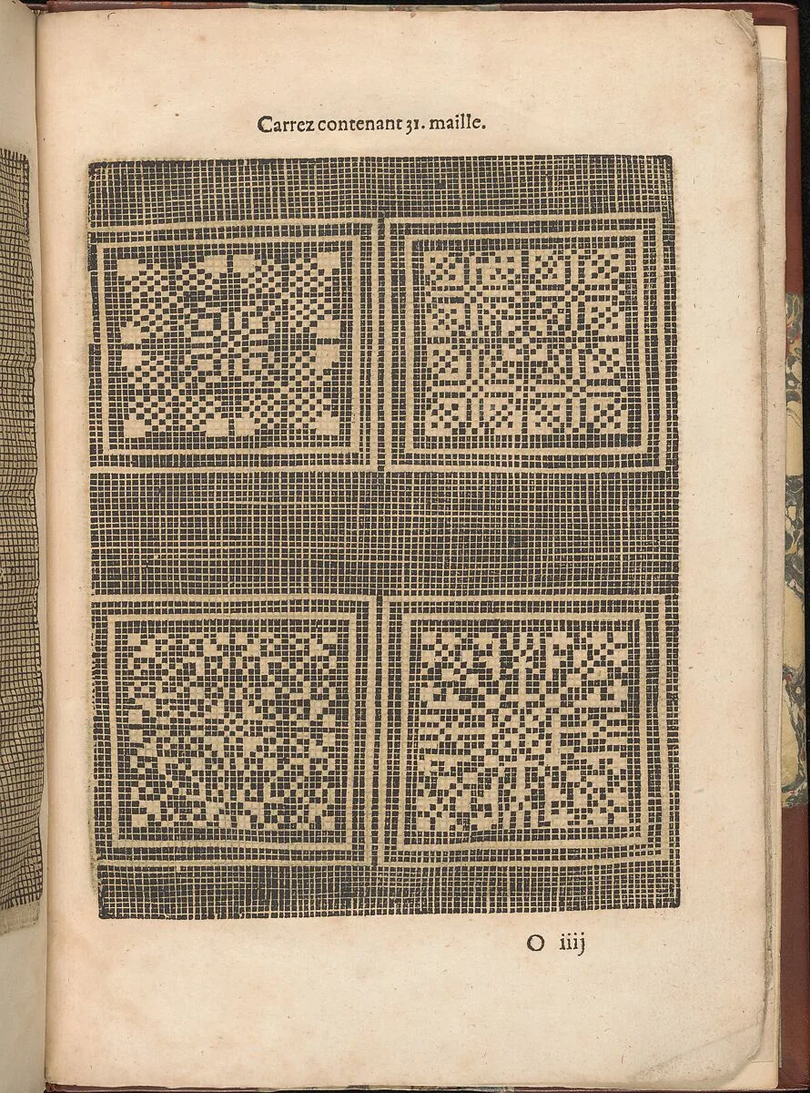 Les Secondes Oeuvres, et Subtiles Inventions De Lingerie du Seigneur Federic de Vinciolo Venitien, page 56 (recto) — Federico de Vinciolo|Jean Le Clerc|Catherine de Bourbon