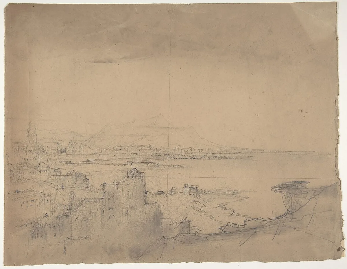 Design for a Stage Set at the Opéra, Paris (recto); Man with Cane (verso) — Eugène Cicéri