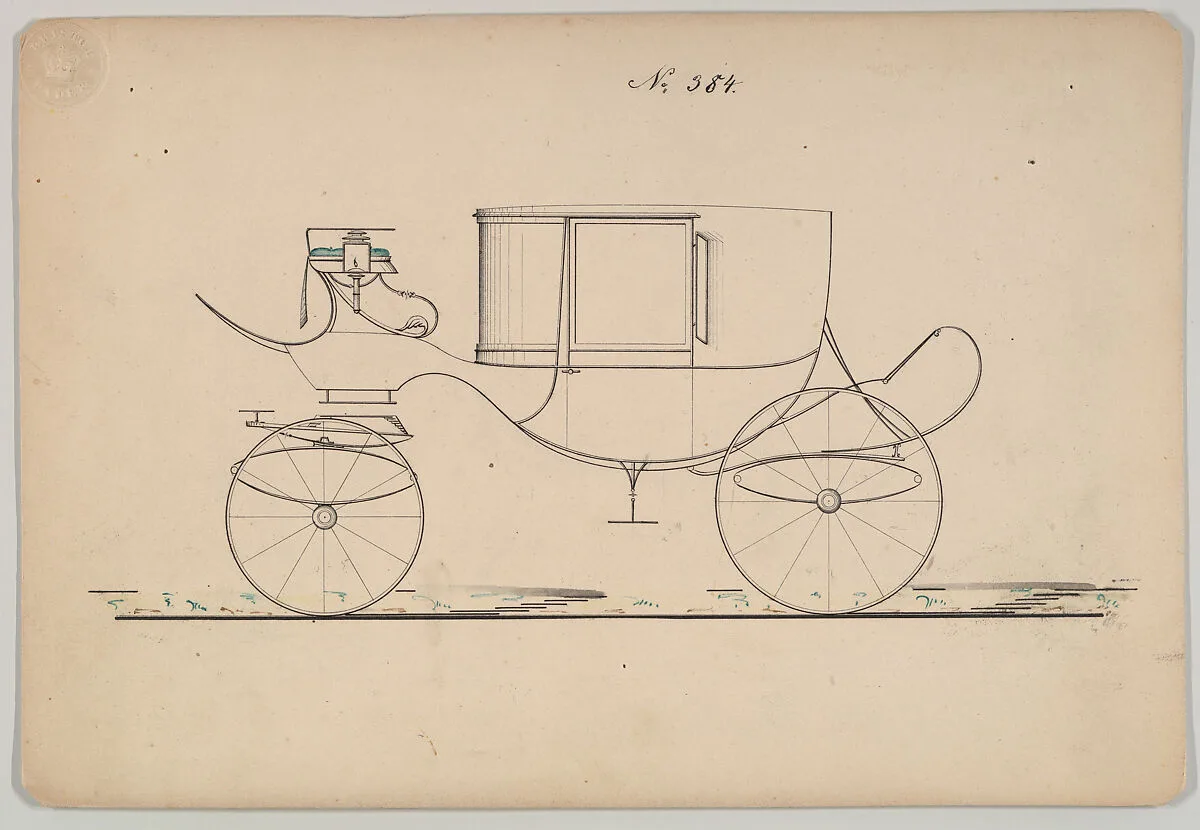 Design for Coupé, no. 384 ("Large Clarence on C Springs with Metropolitan Boot") — Brewster & Co.