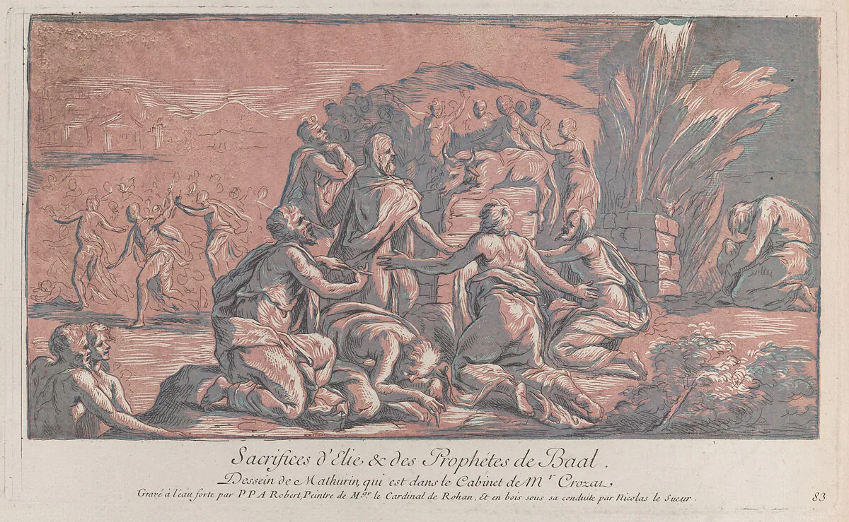 Elijah challenging the prophet to a sacrifice — Paul Ponce Antoine Robert-de-Seri|Maturino da Firenze