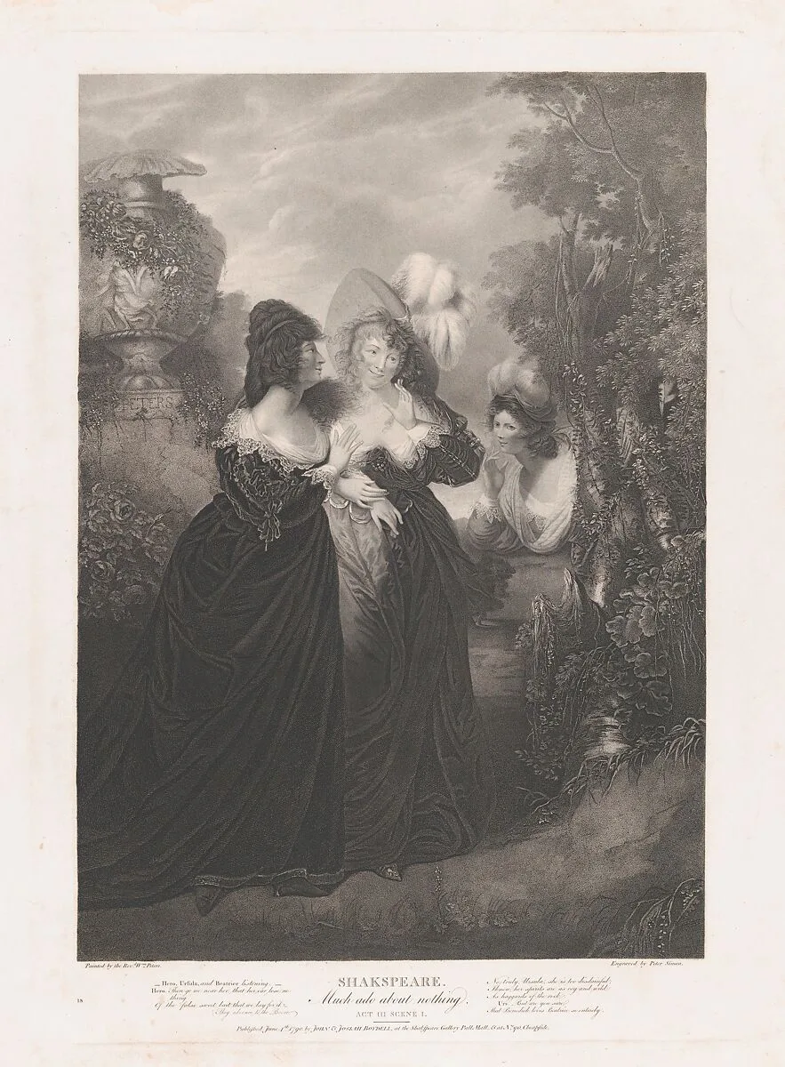 Hero, Ursula and Beatrice (Shakespeare, Much Ado About Nothing, Act 3, Scene 1) — William Shakespeare|Matthew William Peters|Peter Simon|John & Josiah Boydell|Shearjashub Spooner