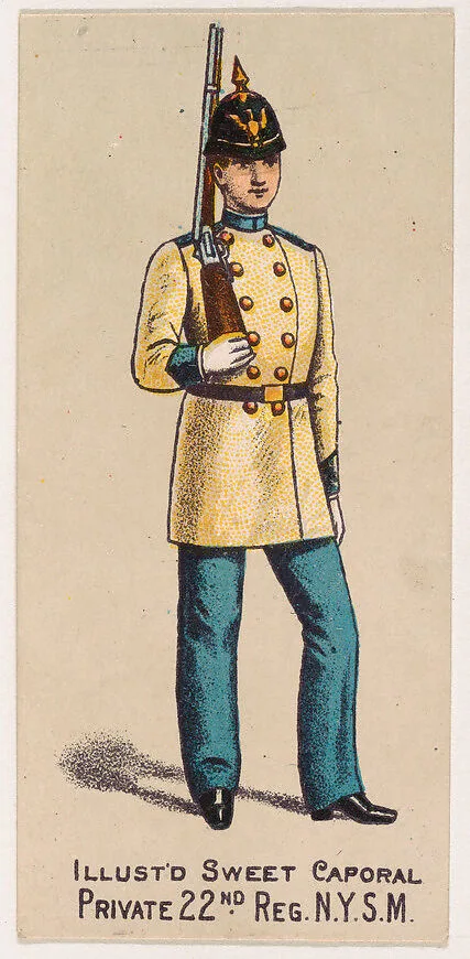 Private, 22nd Regiment, New York State Militia, from the Military Series (N224) issued by Kinney Tobacco Company to promote Sweet Caporal Cigarettes — Kinney Brothers Tobacco Company