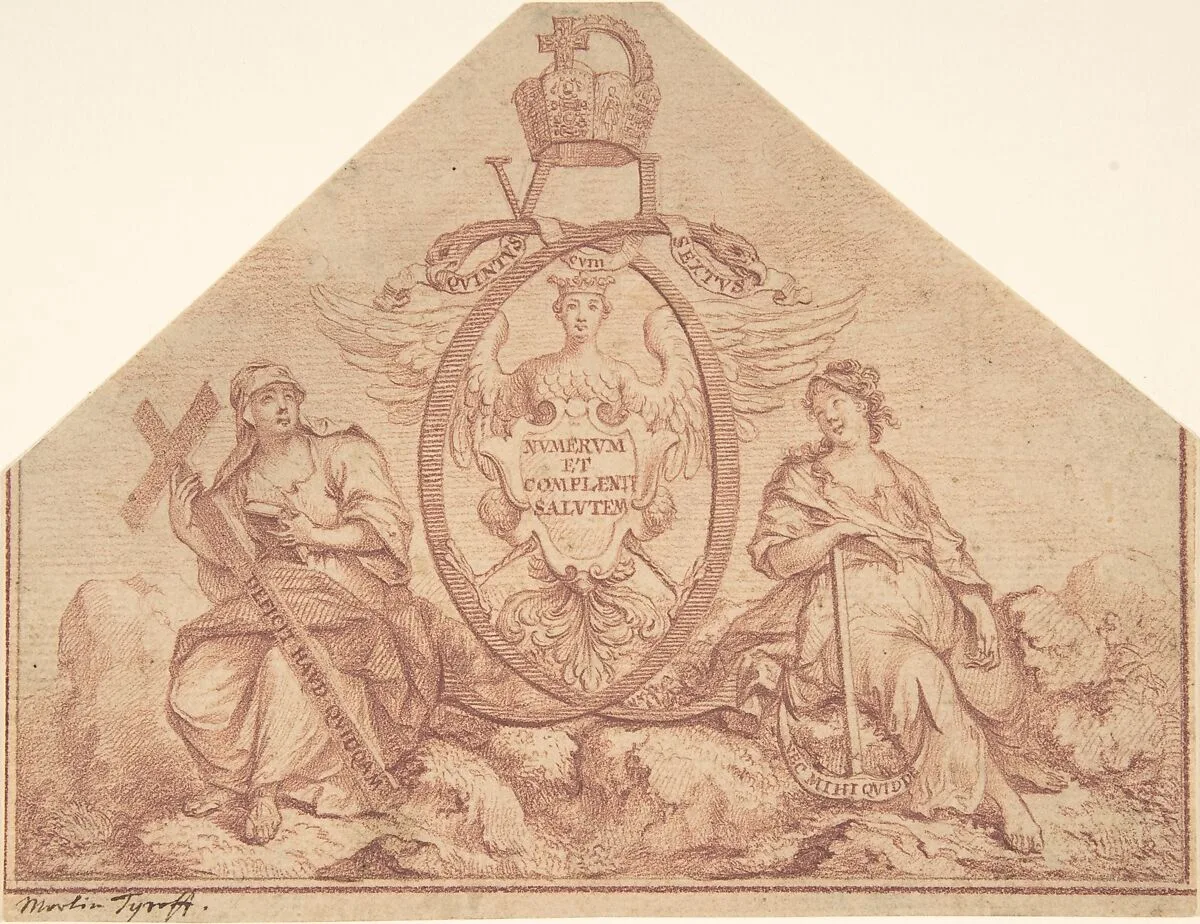 Design for a Frontispiece with Figures of Faith and Hope — Martin Tyroff