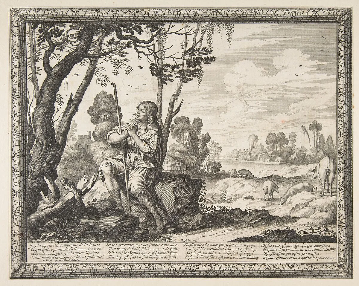The Prodigal Son Guarding Pigs (L'Enfant prodigue garde les cochons) — Abraham Bosse|Jean I Leblond